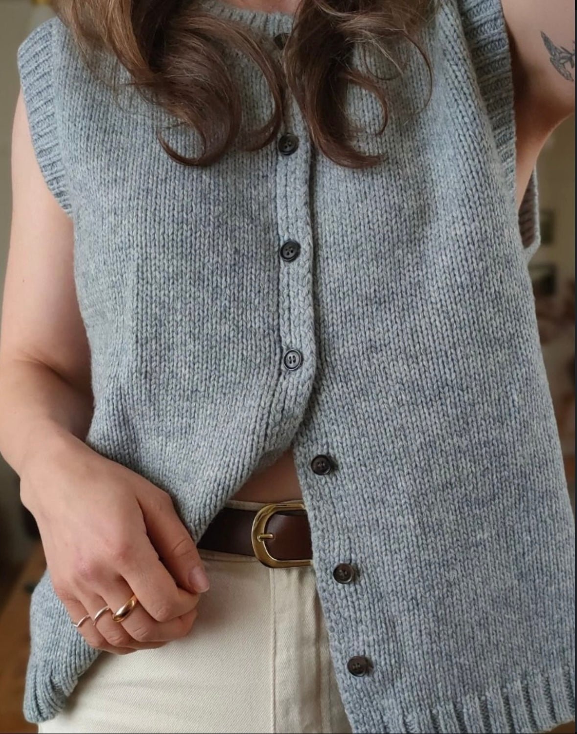 OLANE Classic Button Front Knit Cardigan GreyMWomen's Sweaters & Cardigans