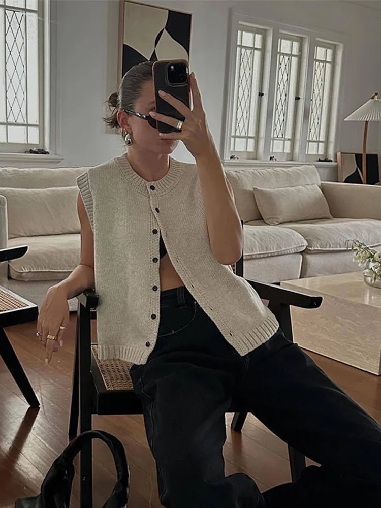 OLANE Classic Button Front Knit Cardigan GreyMWomen's Sweaters & Cardigans