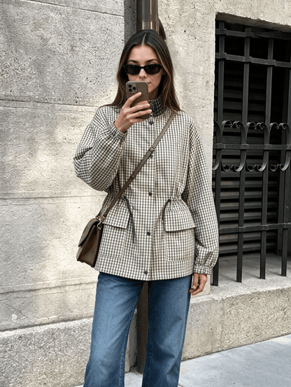 OLANE Classic High-Neck Plaid Jacket XSWomen's Coats & Jackets