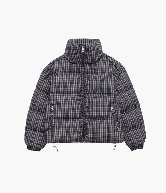 OLANE Classic Plaid High Neck Puffer Jacket XSJacket