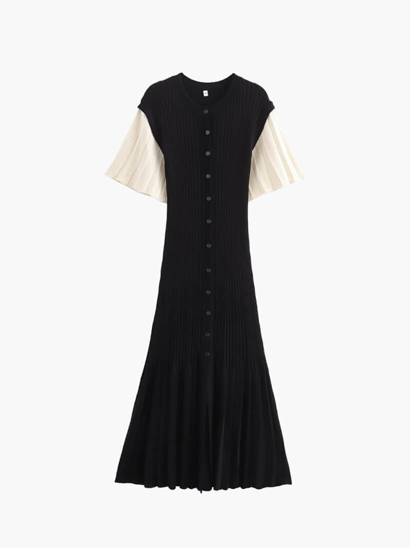 OLANE Classic Ribbed Knitted Midi Dress BlackSWomen's Dresses