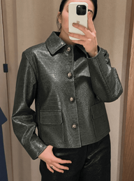 Veste en simili cuir embossée crocodile
