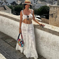 Denise Ensemble Crop Top Jupe Brodé Bohème