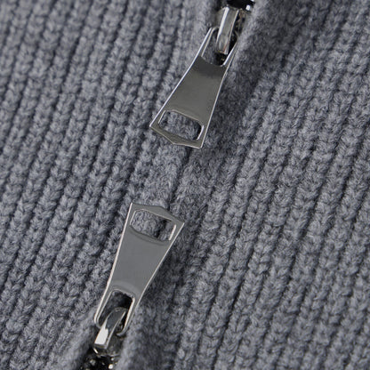 OLANE Double Zip Cropped Knit Cardigan TanSCardigan