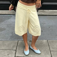 Strick-Culottes-Shorts mit Kordelzug in der Taille