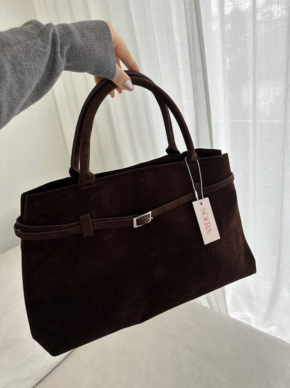 OLANE Elegant Faux Suede Shoulder Bag BrownRegularWomen's Handbags