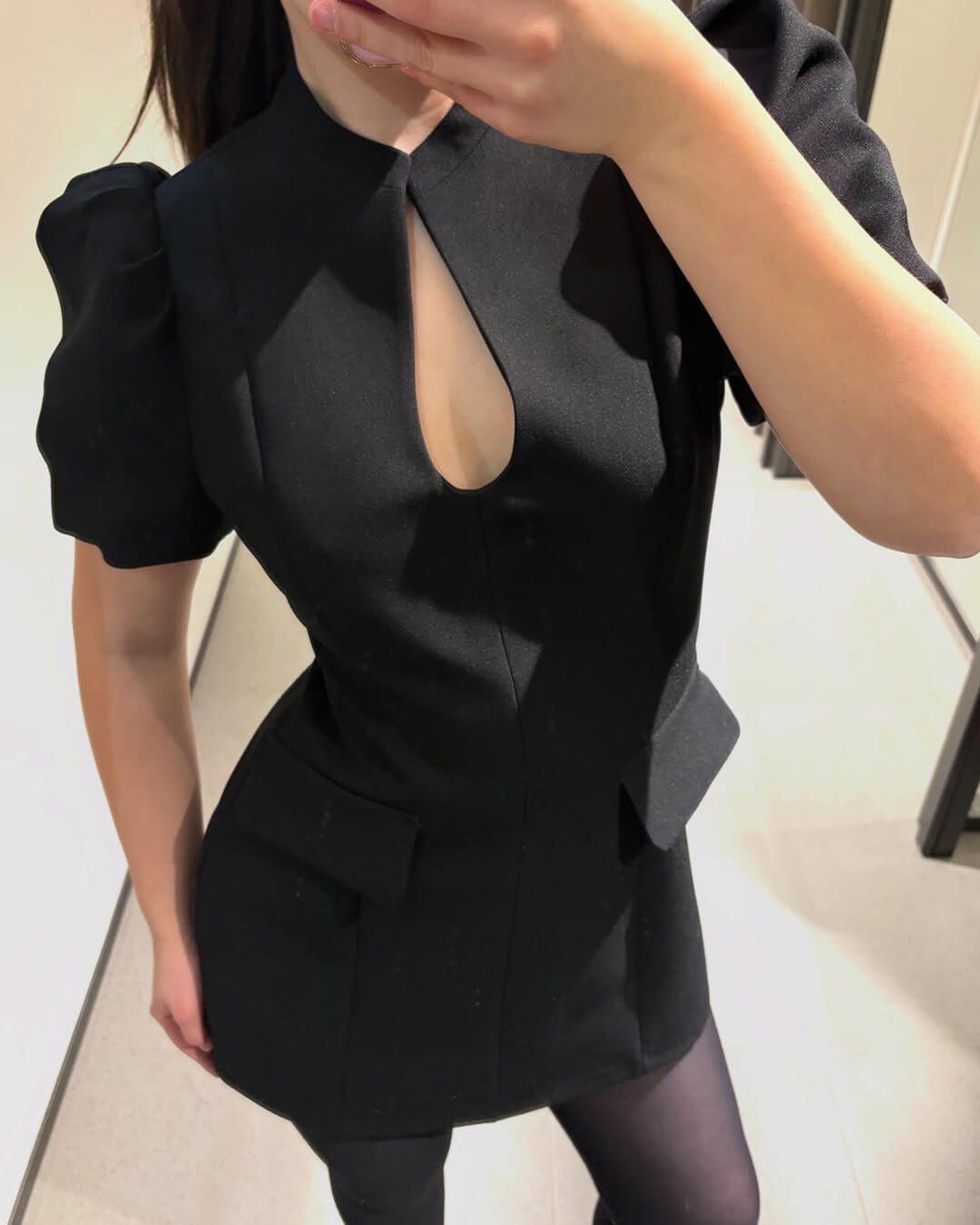 OLANE Elowen Puff Sleeve Mini Dress BlackMWomen's Dresses