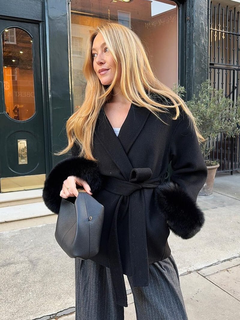 OLANE Esther Faux Fur Coat BlackSWomen's Coats & Jackets
