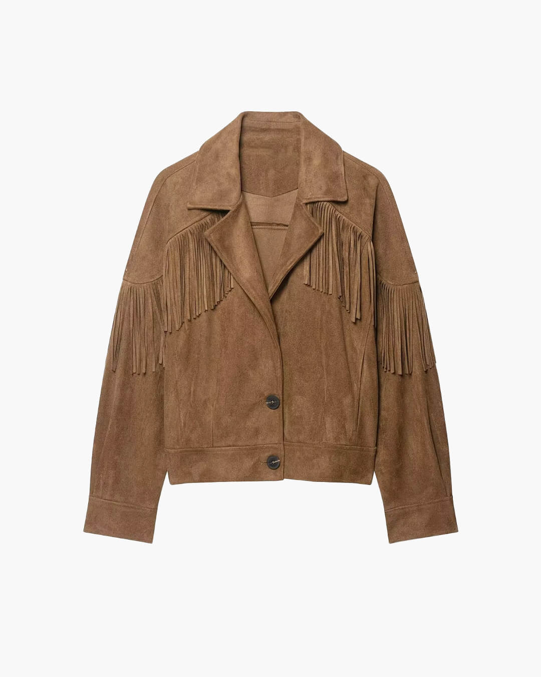 OLANE Faux Suede Fringe Western Jacket BrownXSWomen's Coats & Jackets