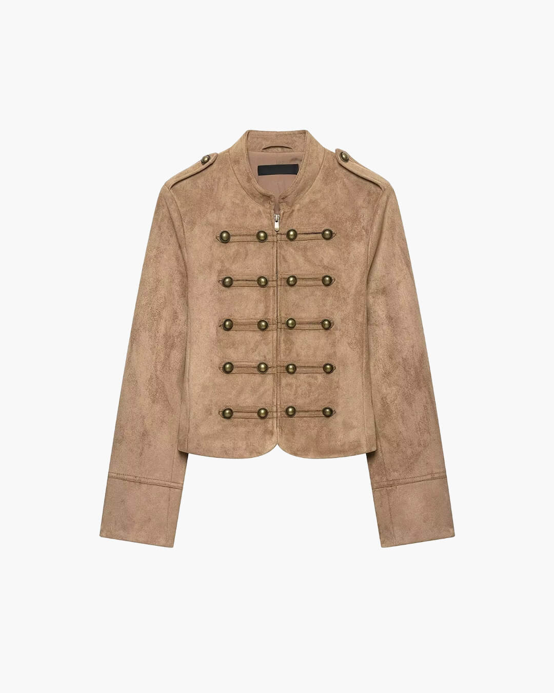OLANE Faux Suede Napoleon Slim Jacket BrownMWomen's Coats & Jackets