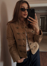 Veste slim Napoléon en suédine synthétique