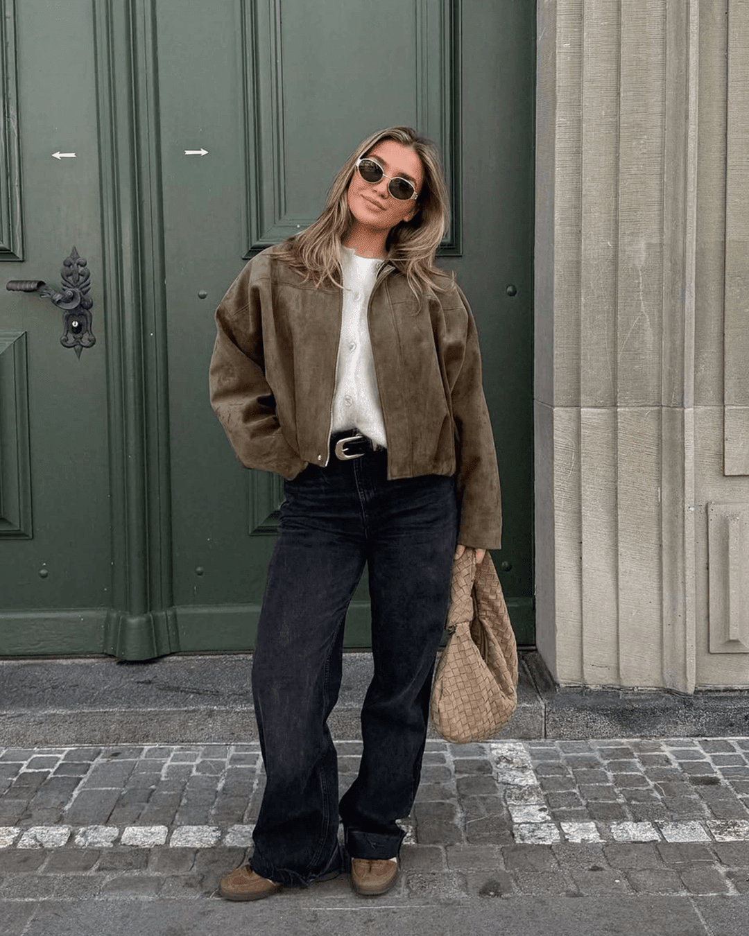 OLANE Faux Suede Zip-Up Bomber Jacket OliveSWomen's Coats & Jackets