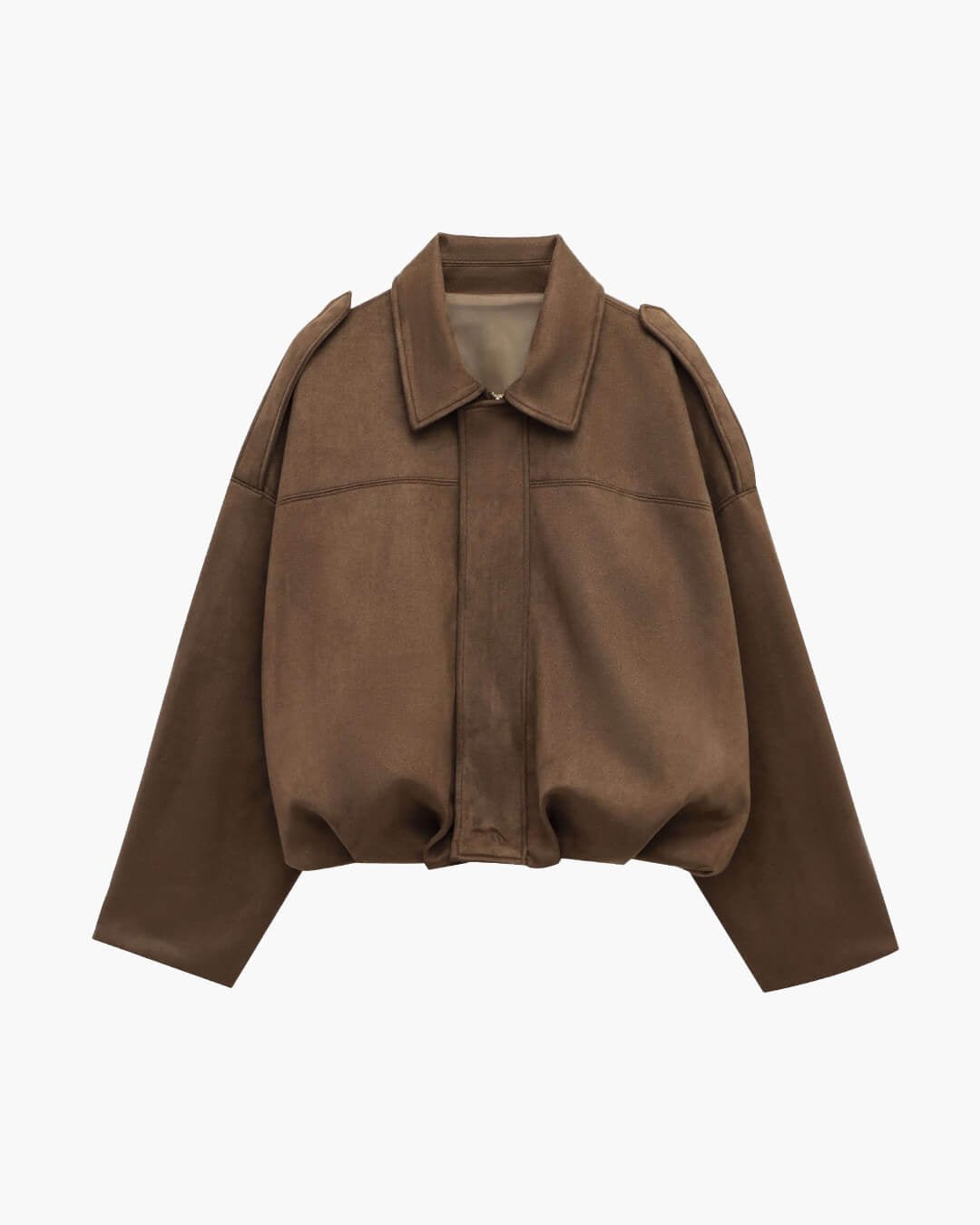 OLANE Faux Suede Zip-Up Bomber Jacket OliveSWomen's Coats & Jackets