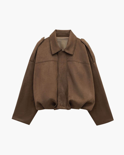 OLANE Faux Suede Zip-Up Bomber Jacket OliveSWomen's Coats & Jackets