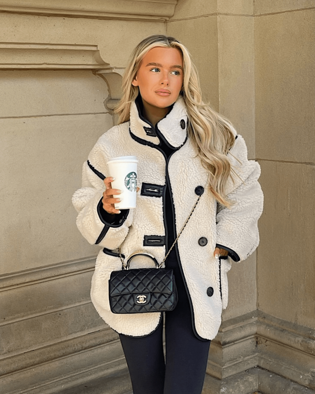 OLANE Funnel Neck Faux Sherpa Jacket MWomen's Coats & Jackets