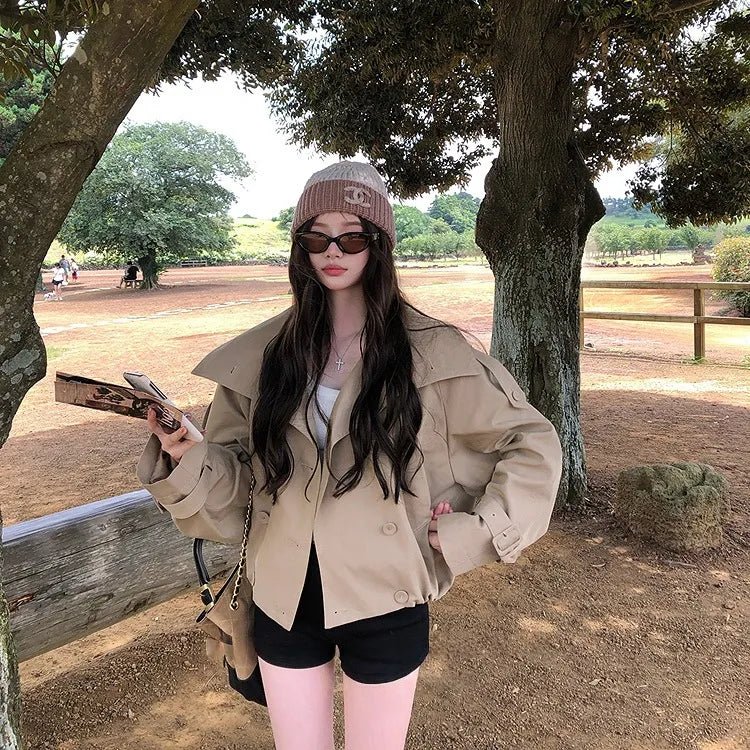 Utility-Trenchcoat mit hohem Kragen