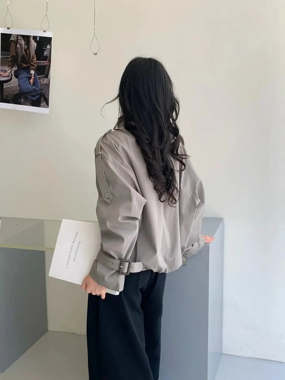 OLANE Funnel Neck Utility Trench Coat BrownLWomen's Coats & Jackets