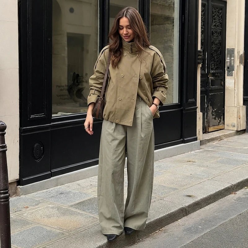 OLANE Funnel Neck Utility Trench Coat BrownMWomen's Coats & Jackets