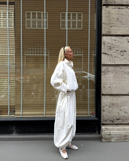 OLANE Funnel Neck Windbreaker Jacket WhiteMWomen's Coats & Jackets