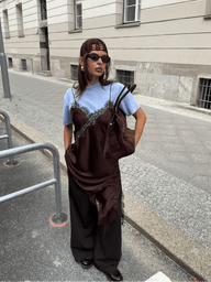 Robe courte asymétrique en satin Gianna