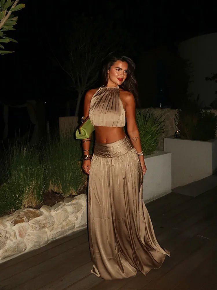 OLANE Halter Backless Crop Top & Skirt Set SetSWomen's Sets