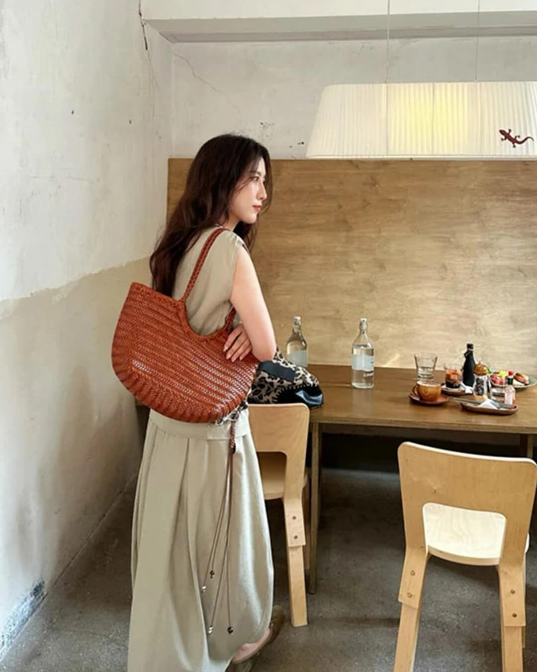 OLANE Handwoven Leather Tote Bag BrownLWomen's Bags