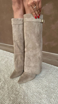 Bottines hautes en similisuède