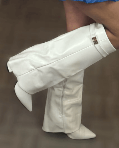 OLANE High Faux Suede Ankle Boots White35Women's Shoes
