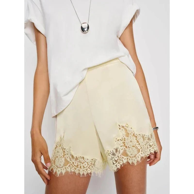 OLANE High-Rise Cut Satin Shorts BrownSWomen's Bottoms