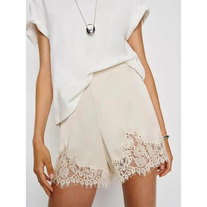 OLANE High-Rise Cut Satin Shorts BrownSWomen's Bottoms