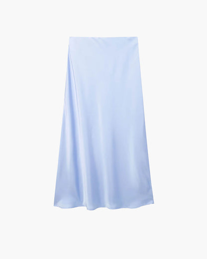 OLANE High Waist Satin Midi Skirt Light BlueXSWomen's Bottoms