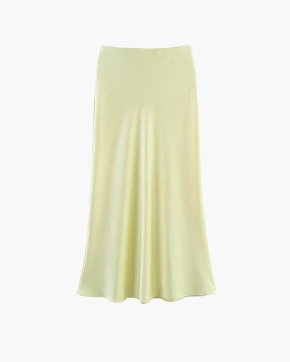 OLANE High Waist Satin Midi Skirt Light YellowXSWomen's Bottoms