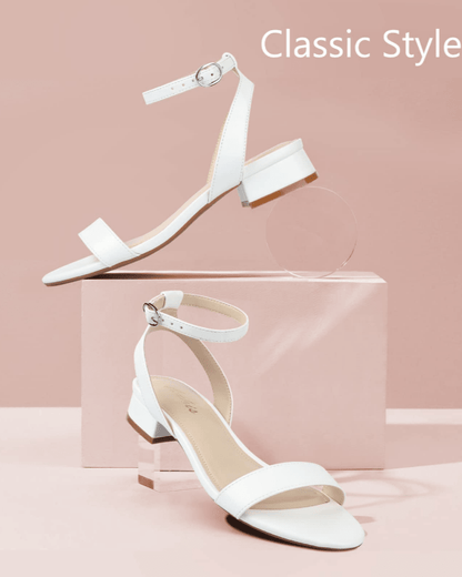 OLANE Kaya Block Heel Ankle Strap Sandal Beige35/5Shoes