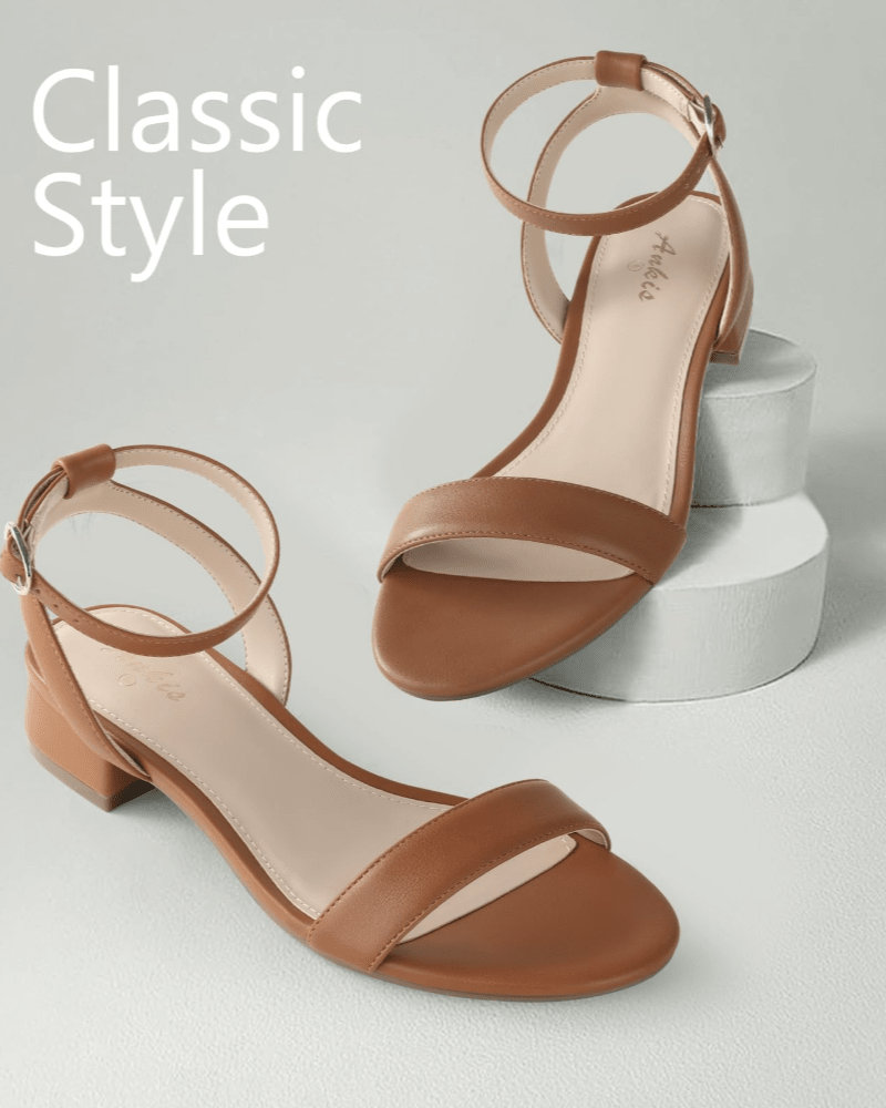 OLANE Kaya Block Heel Ankle Strap Sandal Beige35/5Shoes