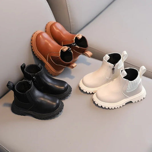 OLANE Kids Winter Leather Boots Black21Kids' Shoes