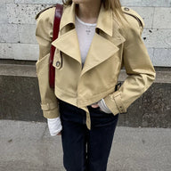 Veste trench courte col revers