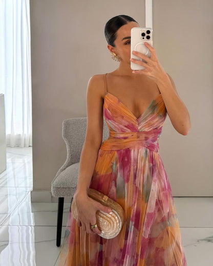 OLANE Emily Floral Tulle Maxi Dress OrangeXLWomen's Dresses