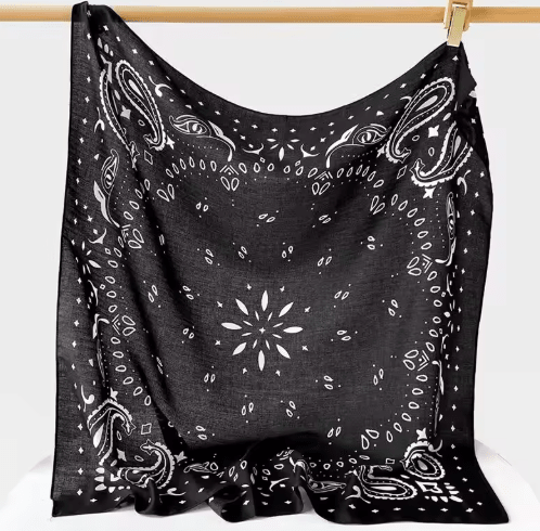 OLANE Lightweight Paisley Knitted Bandana Scarf BlackOne sizeWomen's Accessories