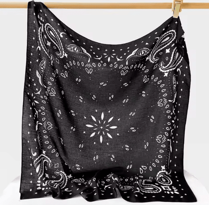 OLANE Lightweight Paisley Knitted Bandana Scarf BlackOne sizeWomen's Accessories