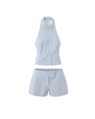 Lily Ensemble Jupe Mini Halter Rayé