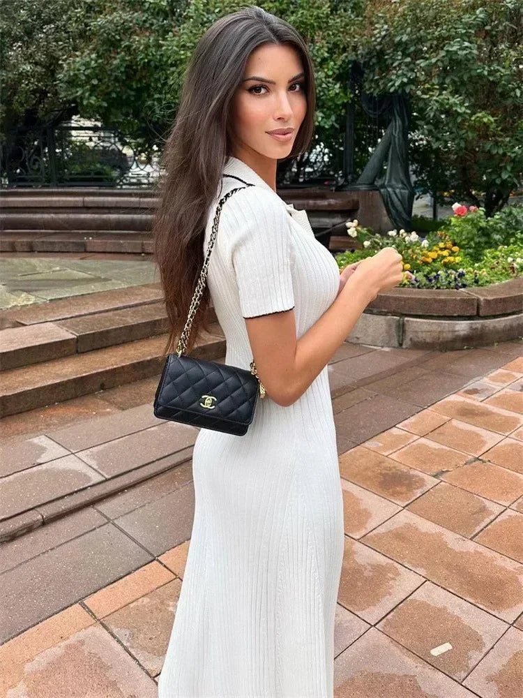 OLANE Lumi Tricot Knit Dress WhiteSDress