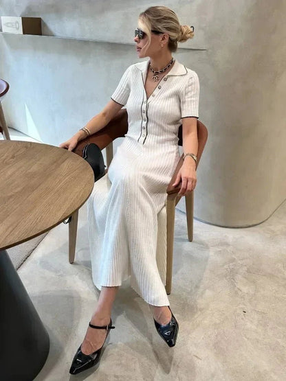 OLANE Lumi Tricot Knit Dress WhiteSDress