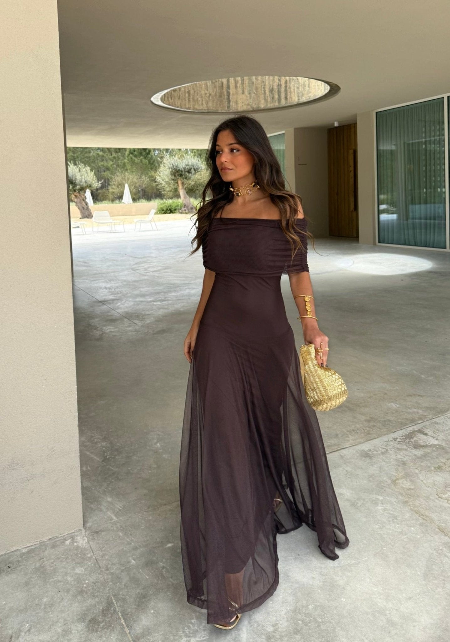 OLANE Mara Mesh Maxi Dress MWomen's Dresses