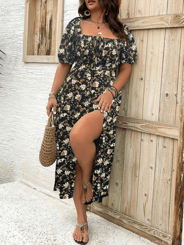 OLANE Mea Puff Sleeve Floral Dress MulticolorSWomen's Dresses