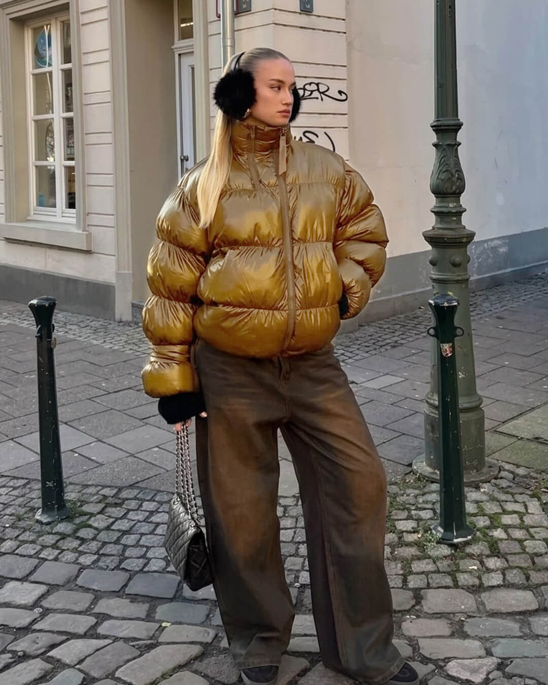 OLANE Monica Shiny Puffer Jacket GoldSWomen's Coats & Jackets