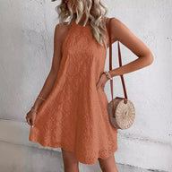Nicole abito mini boho in eyelet ricamato