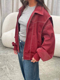 Aghavni Oversized Classic Bomber Jacket