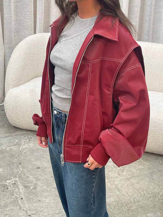 OLANE Oversized Classic Bomber Jacket SWomen's Coats & Jackets