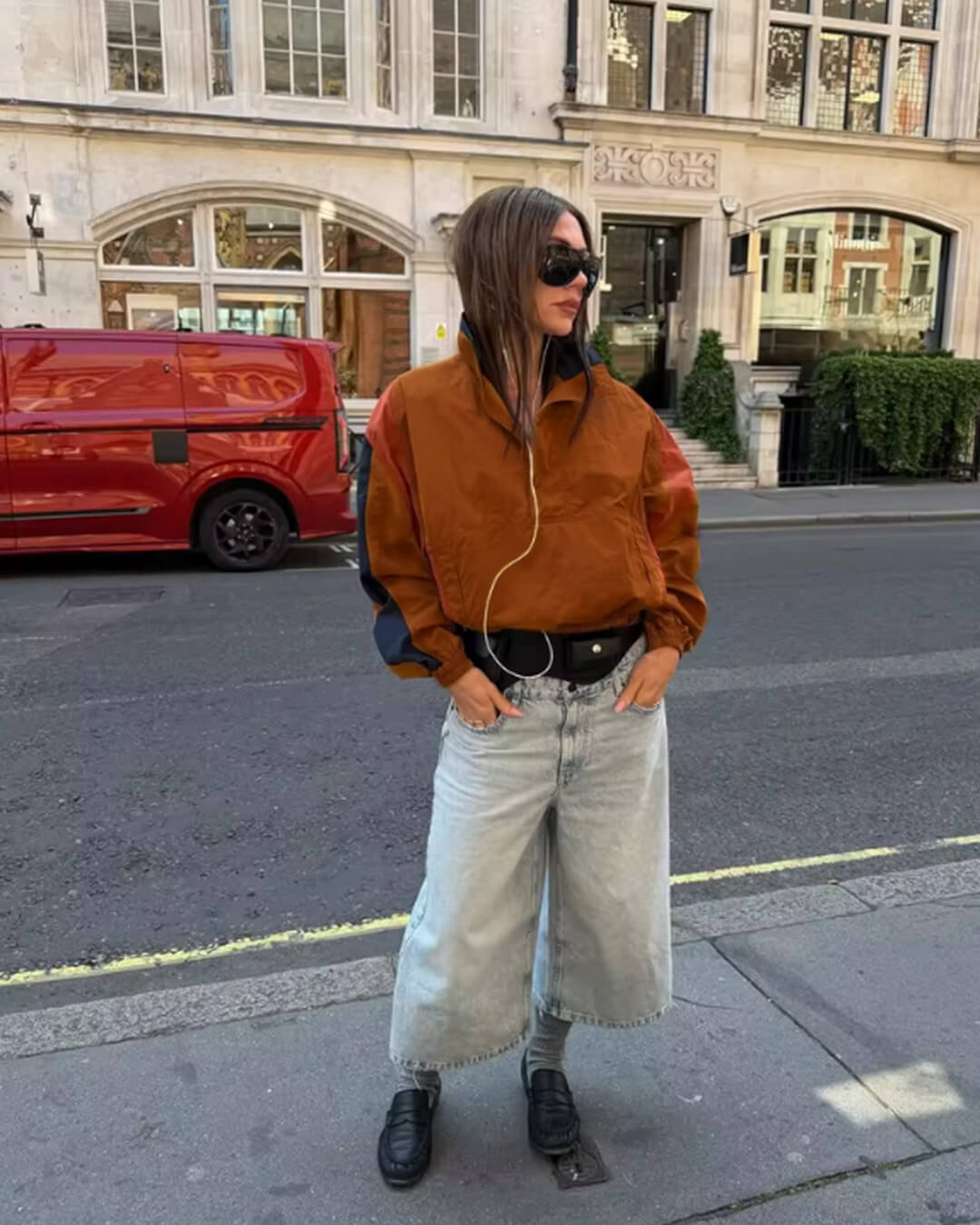 OLANE Oversized Colorblock Cropped Jacket OrangeSWomen's Coats & Jackets