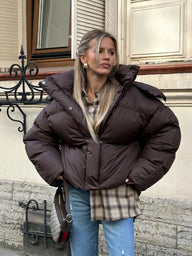 Doudoune courte à capuche oversize